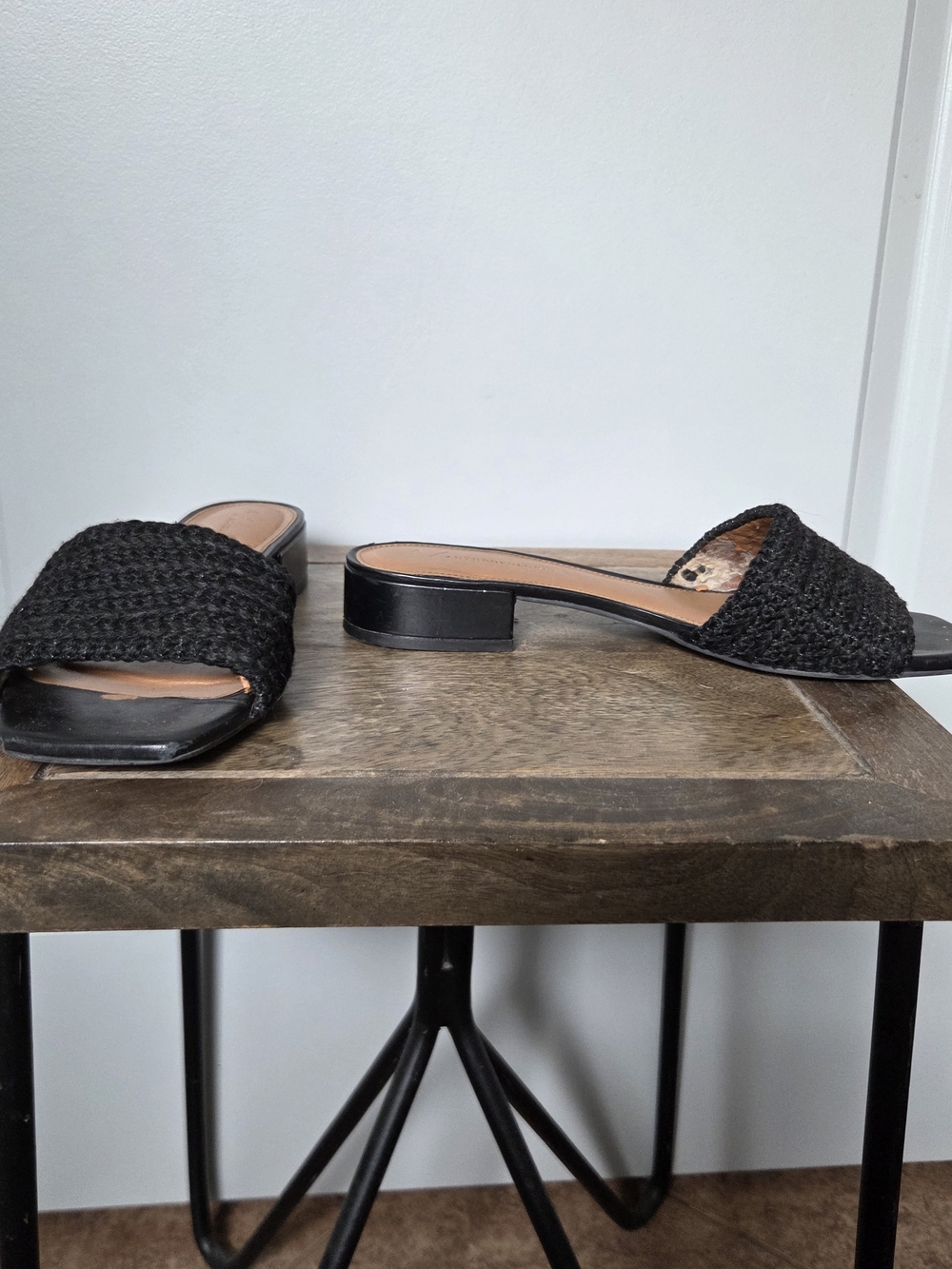 By Anthropolgie Black Woven Slide Sandals